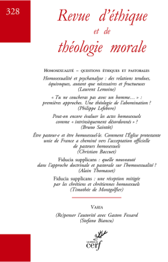 Revue d'éthique et de théologie morale, 328 - Juin 2025 - Homosexualité – questions éthiques et pastorales