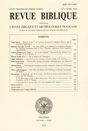 Revue biblique, 2025/2 - Avril 2025 - Kiyyor 'Laver' An Urartian Loanword in Biblical Hebrew and its Historical Implications