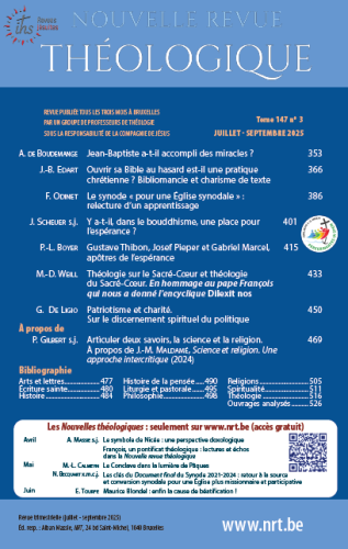 Nouvelle revue théologique, 147/3 - Juillet-Septembre 2025 -  Jean-Baptiste a-t-il accompli des miracles ? 