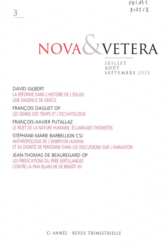 Nova et Vetera, 2025/3 - Juillet - Août - Septembre - La réforme dans l'histoire de l'Église : une exigence de grâce